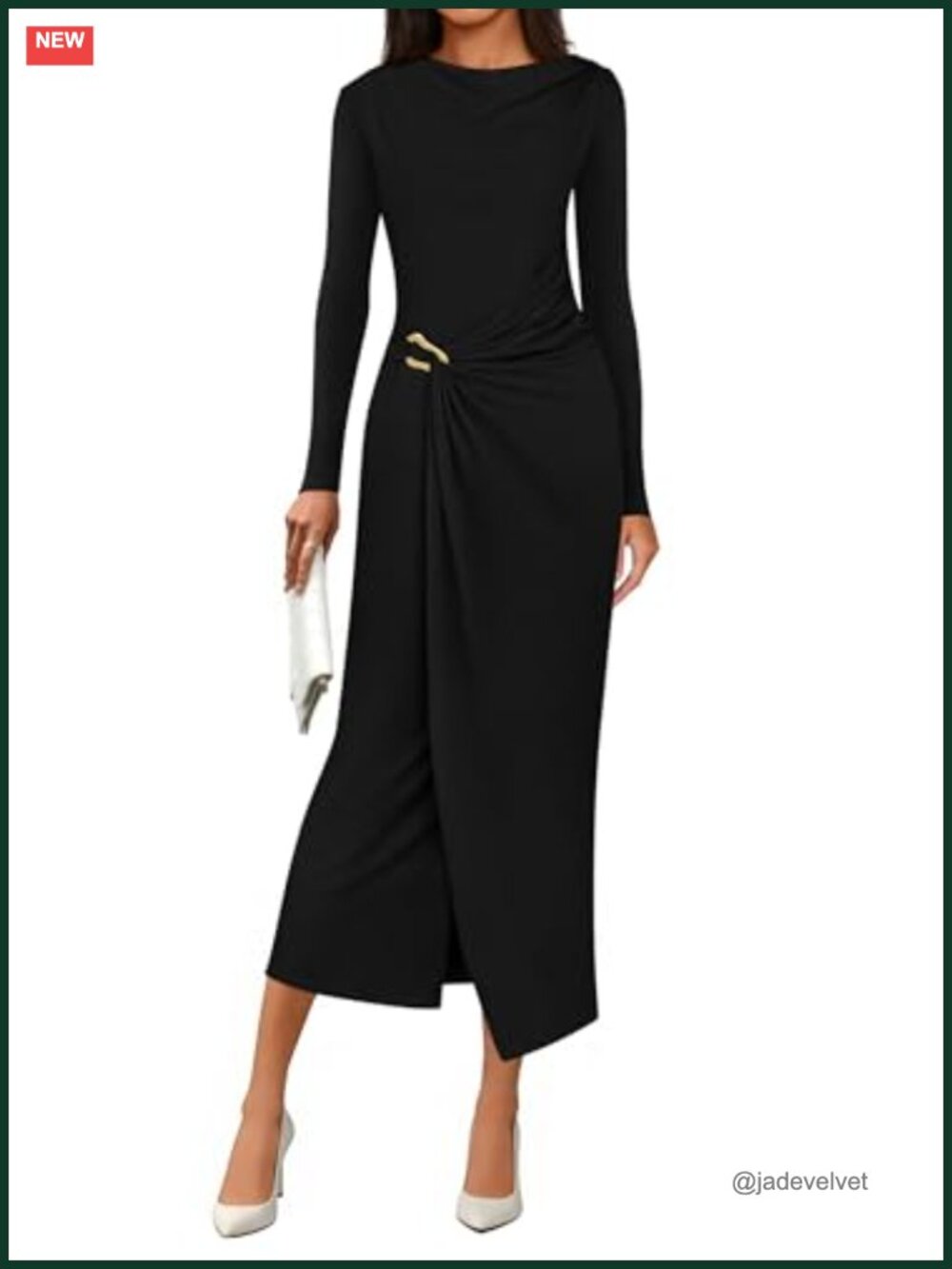 Women's Long Sleeve Ruched Bodycon Midi Dress Cocktail Party